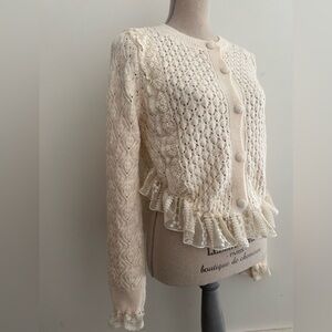 Zara Elegant Cream Lace Trim Sweater used 2x